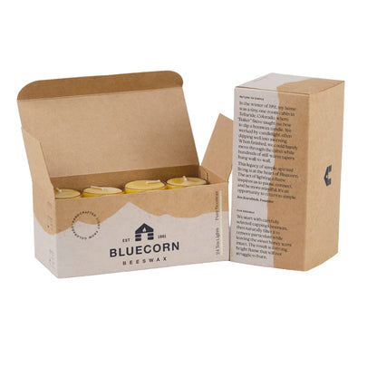 Bluecorn Beeswax Tea Light Candles, 100% Pure Natural Bees Wax, Yellow Tea Lights, Fragrance Free, Paraffin & Soy Free Candle Wax, Clean Burning, Long Lasting (4-5 Hrs), American Made, 24 Pack