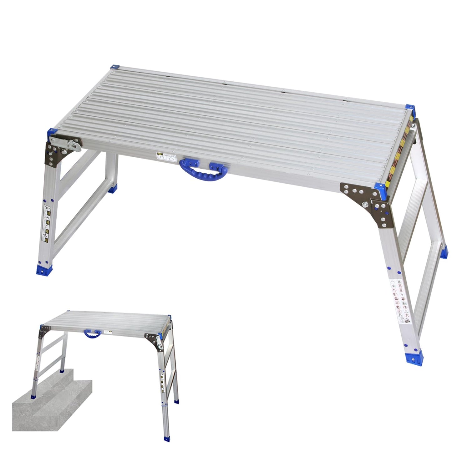 LEADALLWAY Adjustable Work Platform (47"x20") Ultra-Wide Portable Folding Aluminum Work Platform 330 Lbs Capacity 50 Gear Adjustable Height 27.5 to 37 inches