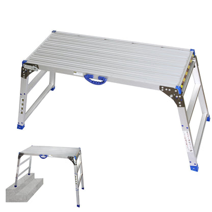 LEADALLWAY Adjustable Work Platform (47"x20") Ultra-Wide Portable Folding Aluminum Work Platform 330 Lbs Capacity 50 Gear Adjustable Height 27.5 to 37 inches