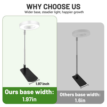 LBW Grow Light for Indoor Plants, Full Spectrum Plant Light with Base, Height Adjustable Plant Growing Lamp with Auto On/Off Timer 6/8/12/16H, 3 Colors,5 Dimmable Brightness, for Small Plants, White