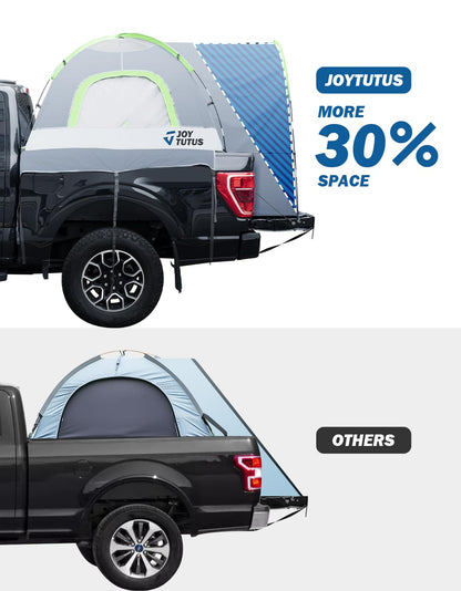JOYTUTUS Truck Tent with Rainfly 5.0Ft, Straight Spacious Truck Bed Tent with Sky View Mesh, Waterproof PU2000mm Double Layer for 2 Person, Gray Green