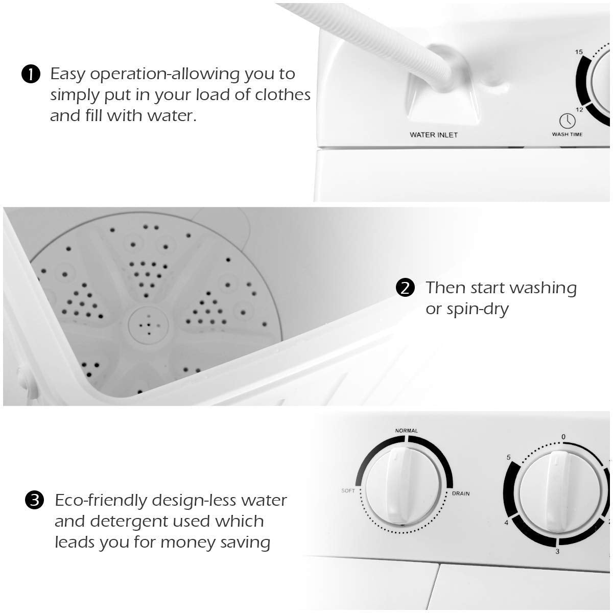 Waitpant Portable Compact Twin Tub Washing Machine, Blue+ White