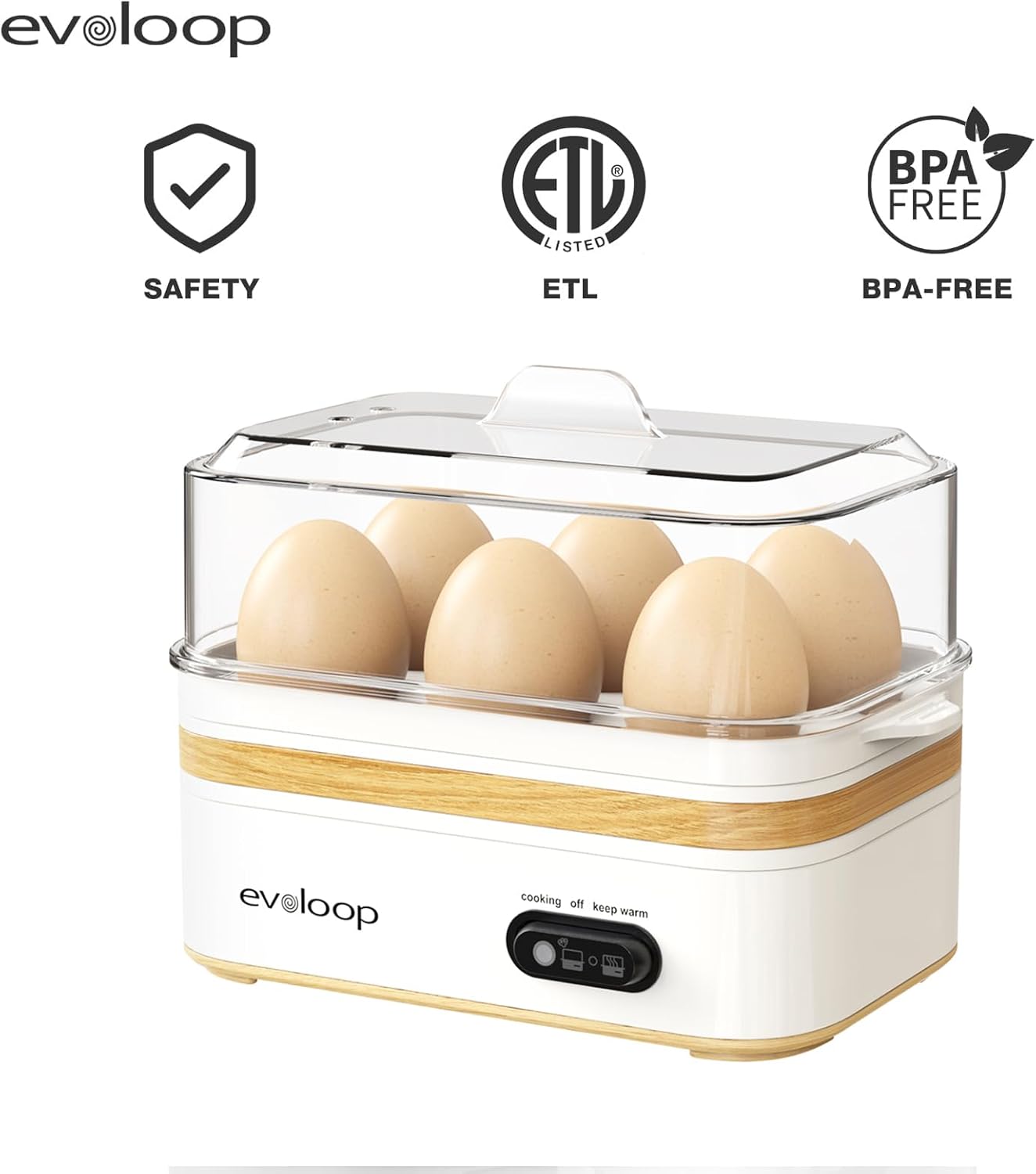 Rapid Egg Cooker - Electric 6-Egg Capacity for Soft, Medium, Hard Boiled & Omelets | Auto Shut-Off, BPA-Free - White