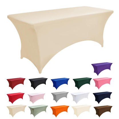 ZarzaaSik 2-Pack 8ft Spandex Table Covers for Rectangle Folding Tables - Washable Elastic Tablecloth - Ultimate Fitted Table Protector for Birthday Parties, Trade Shows, Banquet