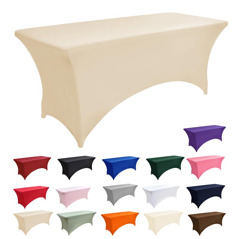 ZarzaaSik 10-Pack 4ft Spandex Table Covers for Rectangular Folding Tables - Wrinkle Resistant Stretch Tight Table Cloths - Fitted Table Protector for Parties, Trade Shows, Banquet, and Wedding