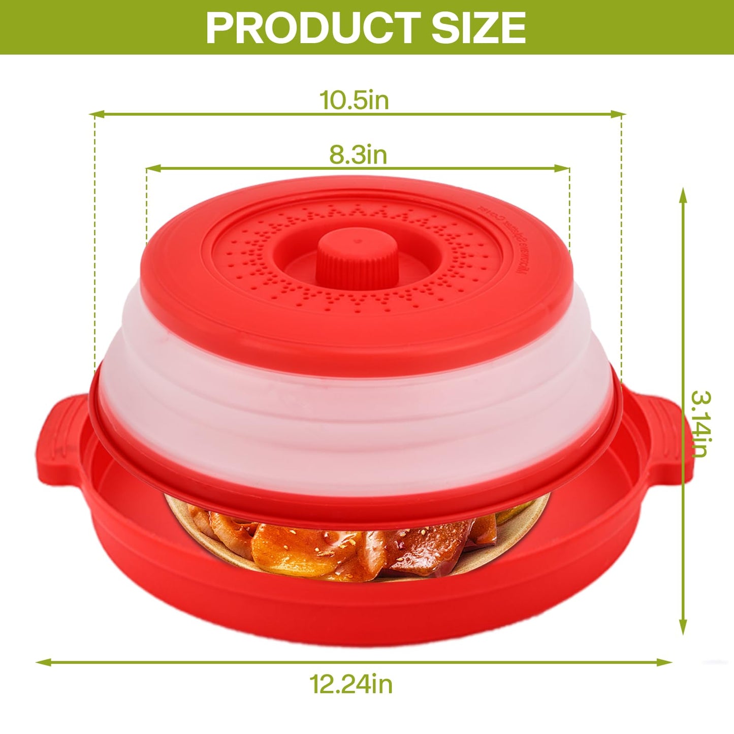 Microwave Splatter Cover for Food with Anti-scald Base Plate,Large Plastic & Silicone Vented Avoid Scalding Collapsible Guard Lid, Plate Holder & Kitchen Colander for Meal Prep-10.7 Inch (gray)
