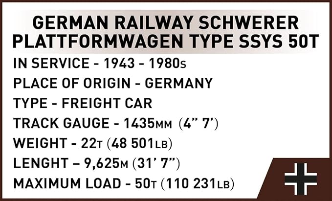 COBI Historical Collection WWII Schwerer Plattformwagen Type Ssys Building Set 424 Pieces