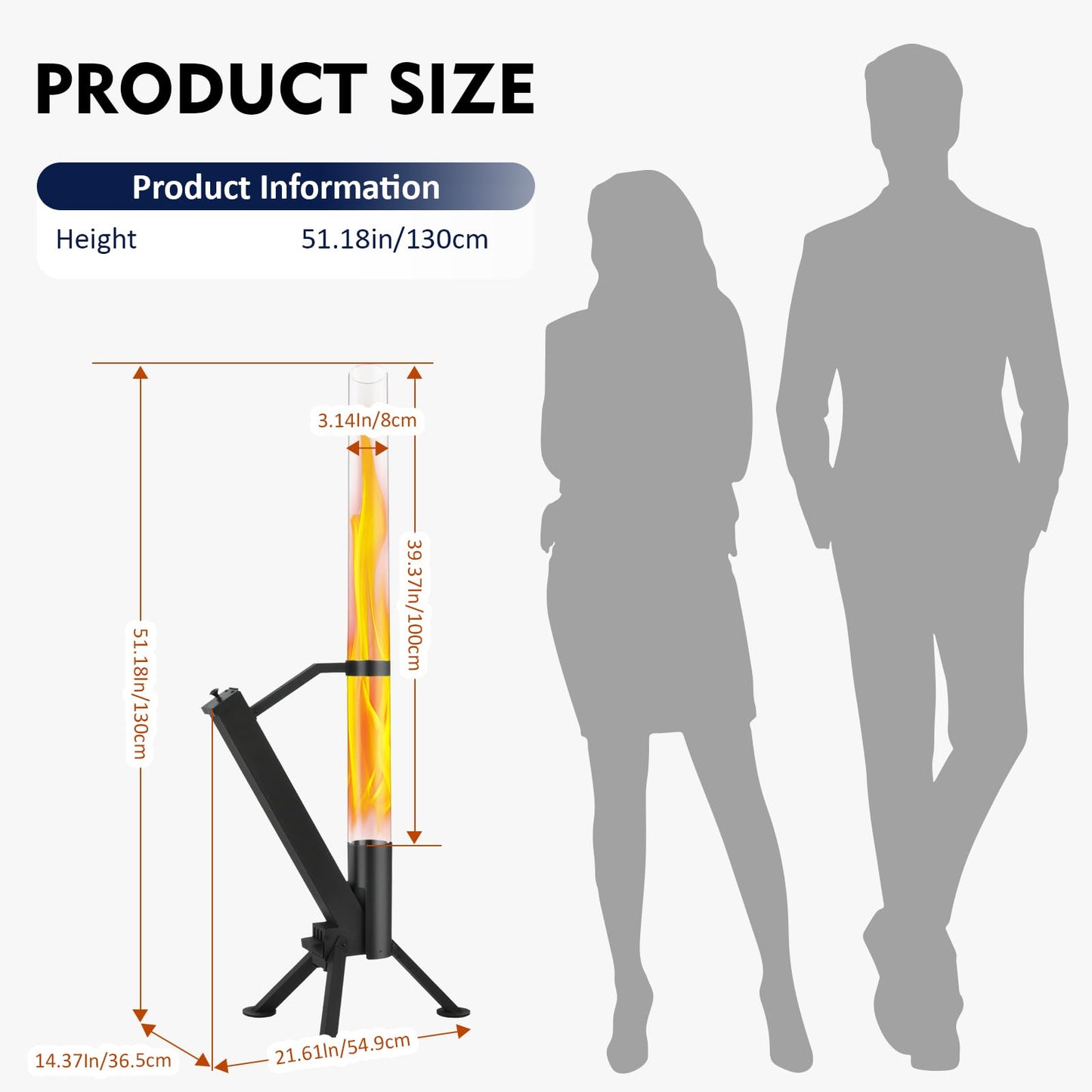 CHARMELEON Stainless Steel Pellet Stove&Wood Pellet Fire Pits for Outside – 51In Wood Pellet Heater–Outdoor Fire Pit for Backyard – Fireplace for Camping Patio Garden Picnic(Glass Tube-39.3In)