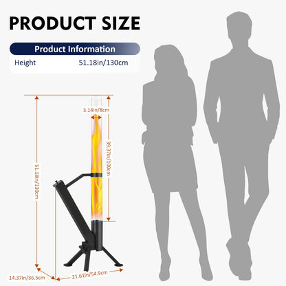 CHARMELEON Stainless Steel Pellet Stove&Wood Pellet Fire Pits for Outside – 51In Wood Pellet Heater–Outdoor Fire Pit for Backyard – Fireplace for Camping Patio Garden Picnic(Glass Tube-39.3In)