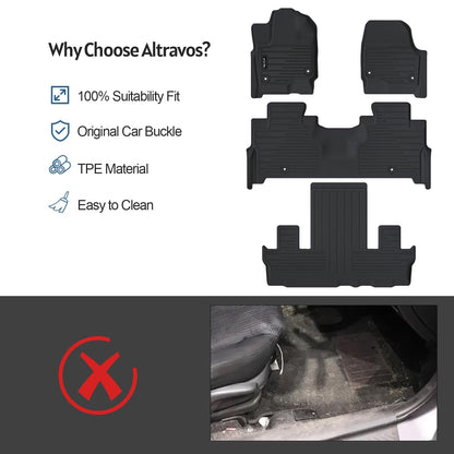AltraVos Floor Mats for 2025 Ford Expedition MAX 7 Seats, 2nd Row Bench Seat Floor Liner & Cargo Mat with Baskrest Mat Full Set of Car Mats for Expedition Max (7 Seats)