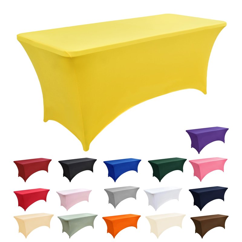 ZarzaaSik 10-Pack 4ft Spandex Table Covers for Rectangular Folding Tables - Wrinkle Resistant Stretch Tight Table Cloths - Fitted Table Protector for Parties, Trade Shows, Banquet, and Wedding