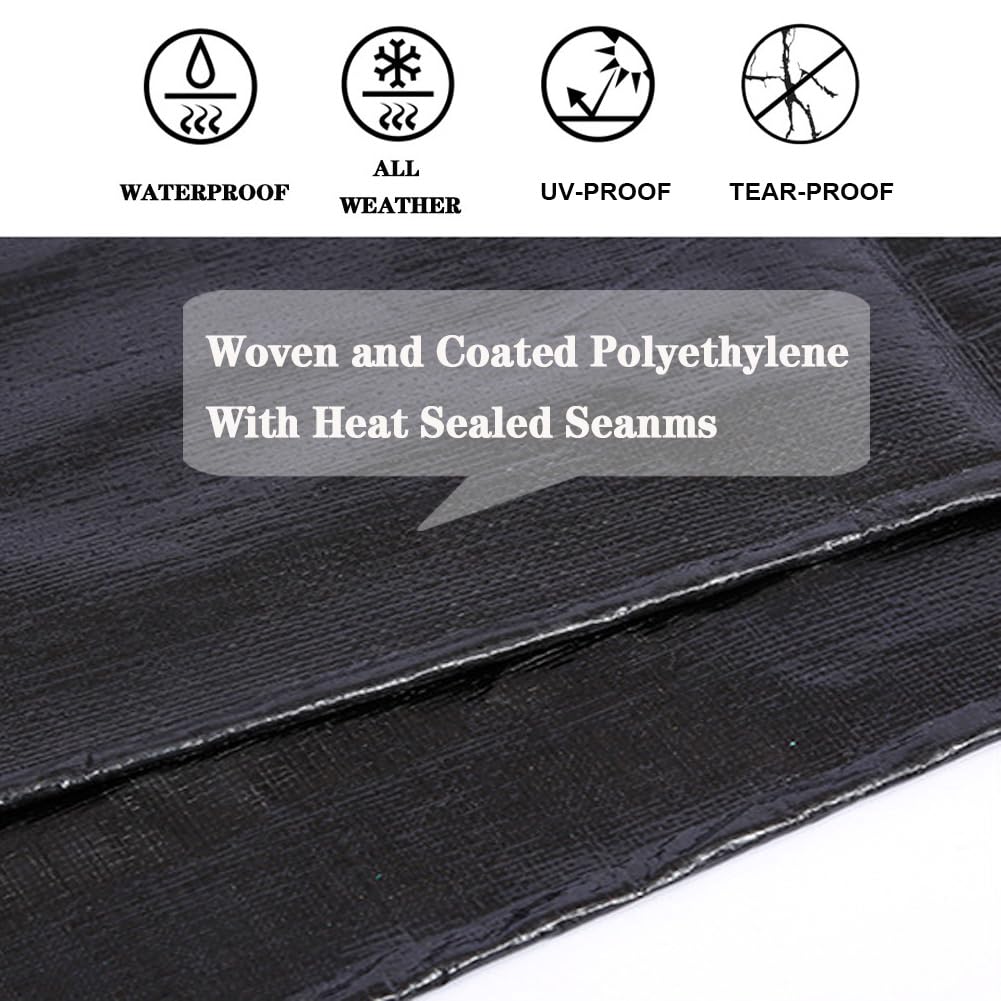 Tarps Heavy Duty Waterproof 24x36ft,TEZONG Black Tarp 12Mil Plastic Tarpaulin Outdoor Tarp Cover for Emergency Rain,Patio Furniture,Wood,Roof,Camping,Car,Pool