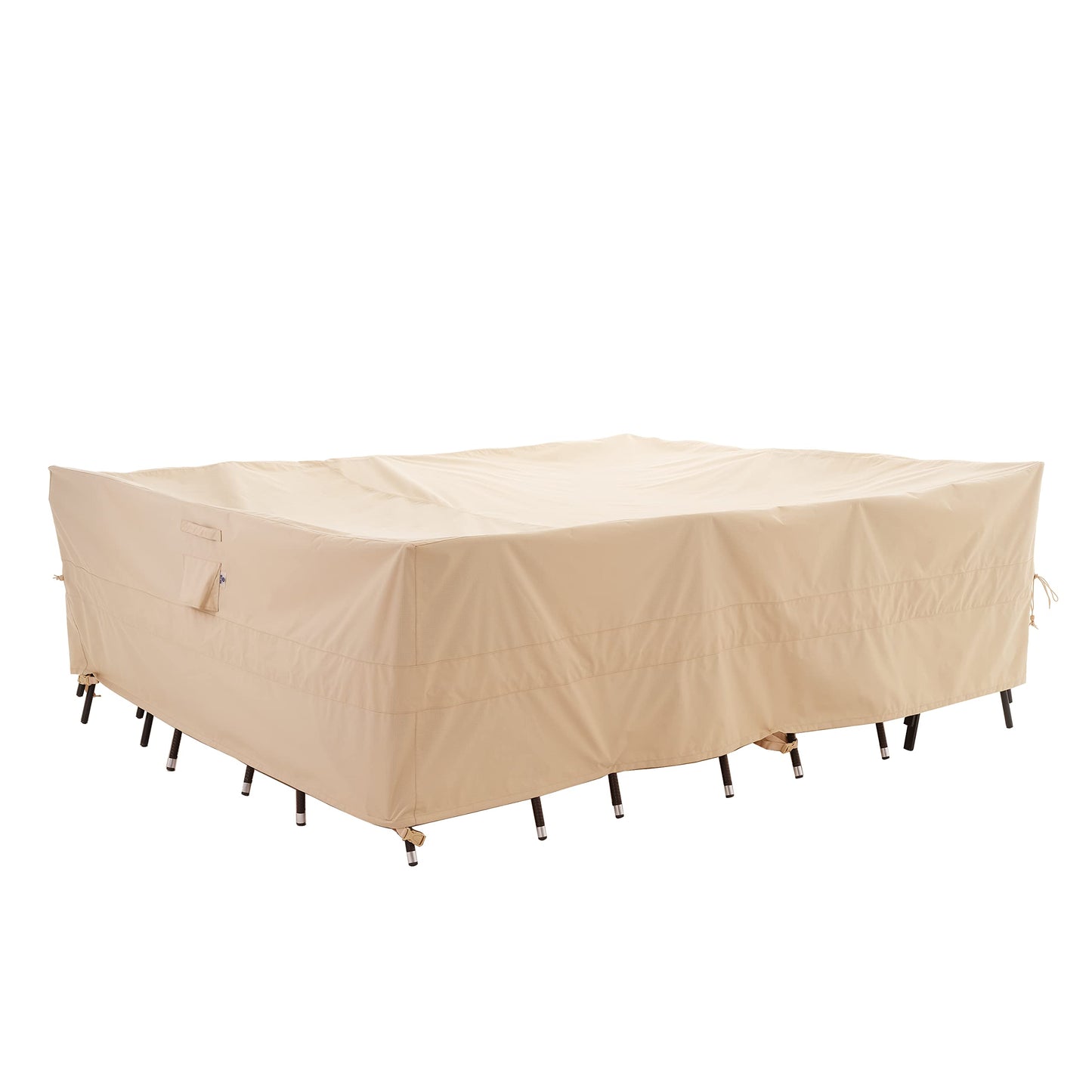 WJ-X3 Large Rectangular Beige Heavy-Duty Patio Table Cover, 136x88x36in - Wind-Resistant, Waterproof, Anti-Fade - Perfect for Outdoor Sectional Furniture Sets