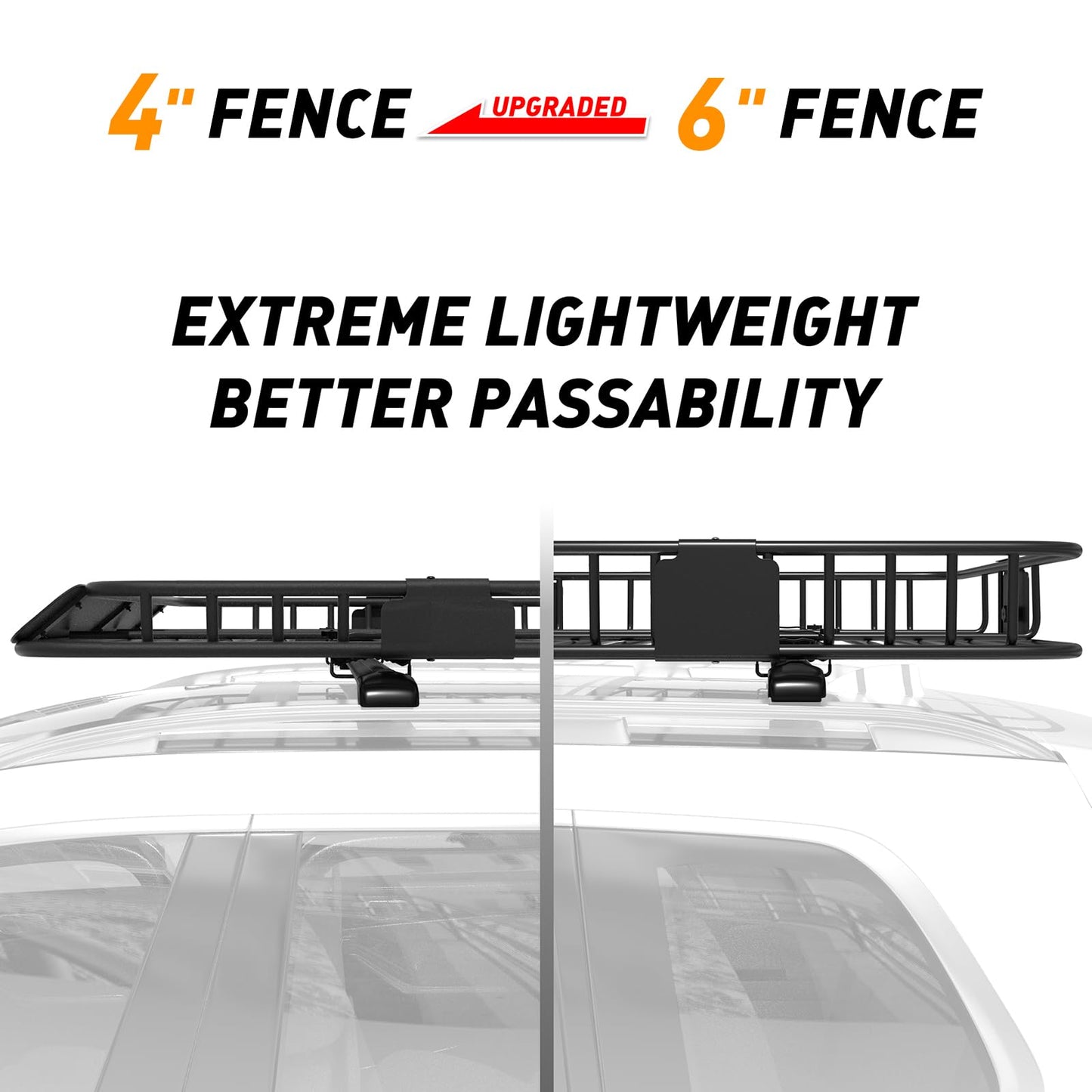 Wildroad Car Roof Cargo Carrier Combo of Upgraded 64"x 39"x 4" Roof Rack Cargo Basket with 21 Cubic ft Ultra Waterproof Anti-Tear Fabric Cargo Carrier Bag and Super Duty Bungee Cargo Net