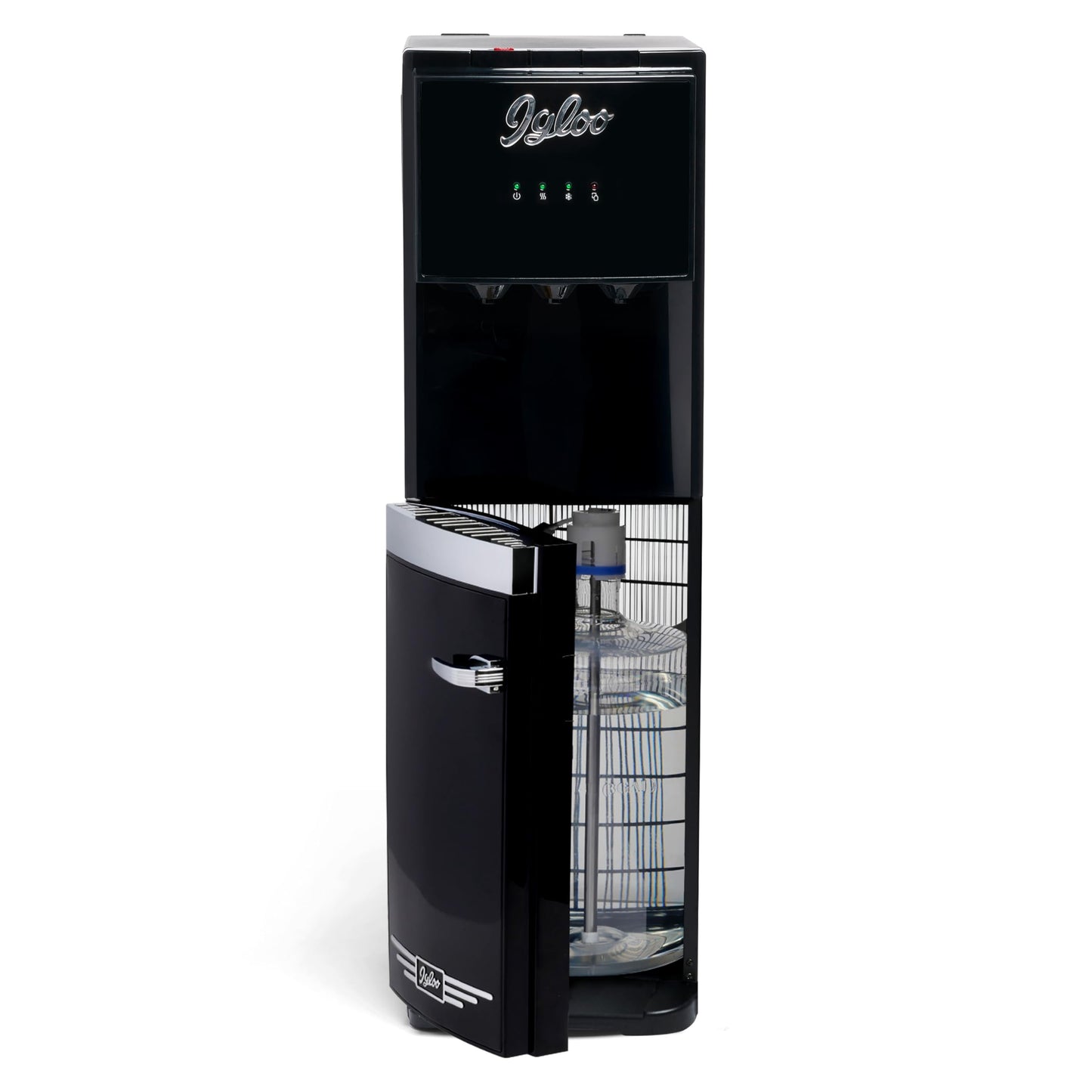 Igloo Retro Bottom-Loading Water Dispenser- Black Water Cooler Dispenser with Hot, Cold & Temperature Settings- Electric Water Dispenser Fits 3 & 5 Gallon Jugs with Child Safety Lock for Home & Office
