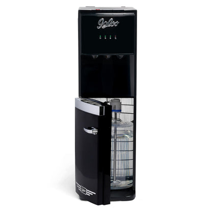 Igloo Retro Bottom-Loading Water Dispenser- Black Water Cooler Dispenser with Hot, Cold & Temperature Settings- Electric Water Dispenser Fits 3 & 5 Gallon Jugs with Child Safety Lock for Home & Office