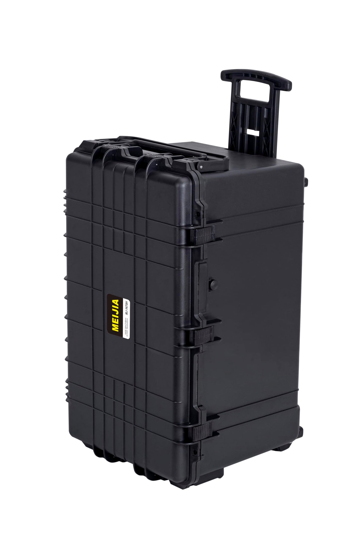 MEIJIA Portable Rolling Waterproof Protective Case,Hard Compact Case With Retractable Pull Handle And Wheels,Customizable Fit Foam Inserted,Elegant Black, 31.02" X19.41" X17.71"