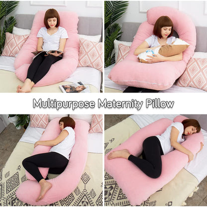 AMCATON 60 Inch Pregnancy Pillows for Sleeping, Extra Large U Shaped Body Pillow, Pregnancy Pillow, Maternity Pillow for Pregnant Women with Velour Cover (Pink)