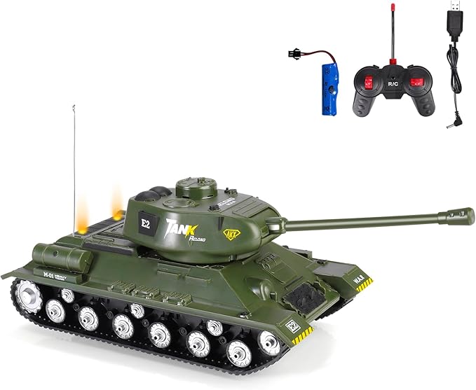 ele ELEOPTION Remote Control RC Tank with Rotating Turret and Sound Tank Toy Gift for Kids Boys Girls 3-8 Years Army Tanks Military Vehicles Toys