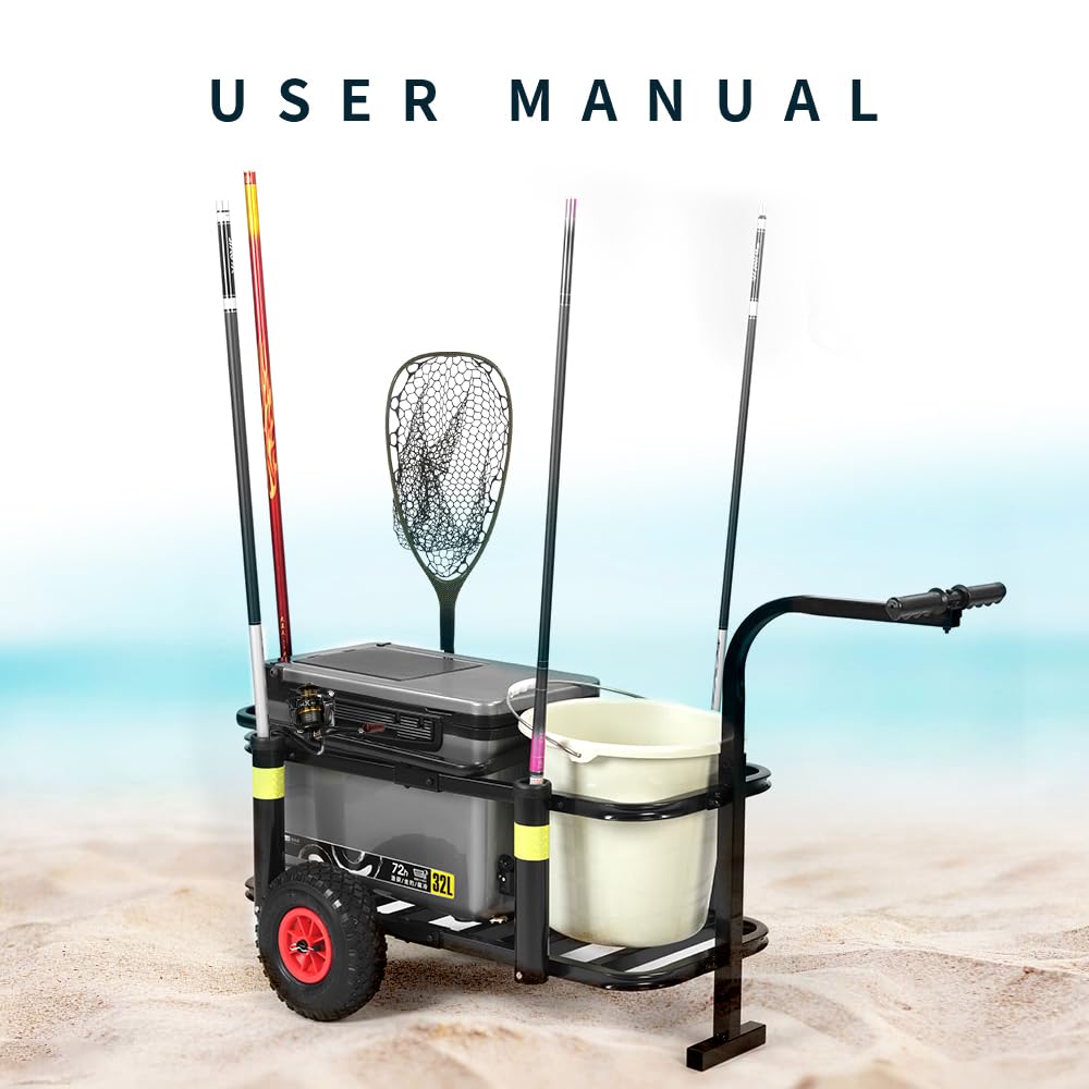 Beach Fishing Cart, Heavy Duty Fish, and Marine Cart for Fishing, Picnic, and Other Outdoor Activities, Black