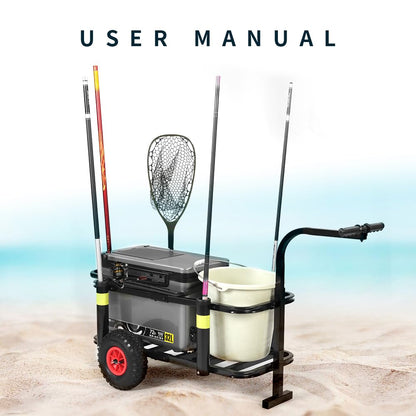 Beach Fishing Cart, Heavy Duty Fish, and Marine Cart for Fishing, Picnic, and Other Outdoor Activities, Black