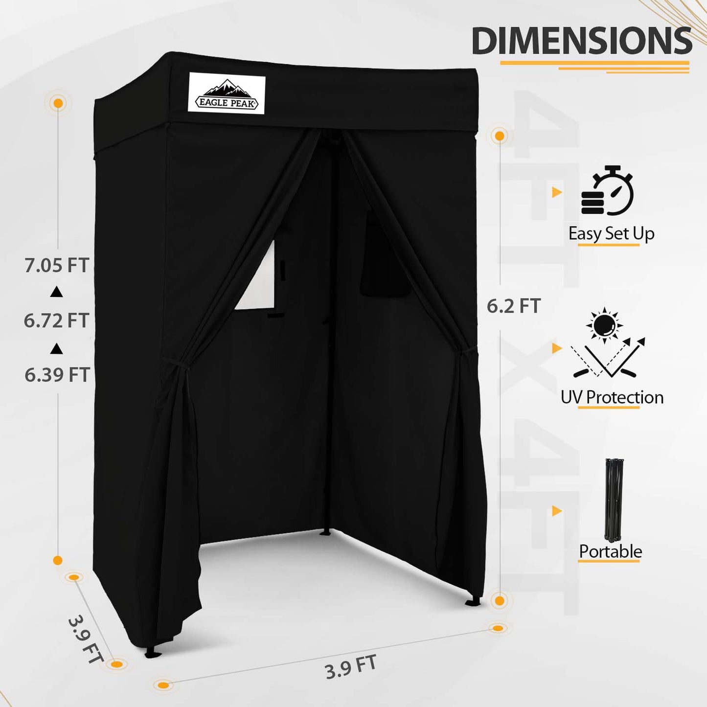 EAGLE PEAK Flex Compact 4x4 Pop-up Canopy Changing Room, Portable Privacy Dressing Room for Indoor Fashion Photoshoots, Camping, or Pool, Black