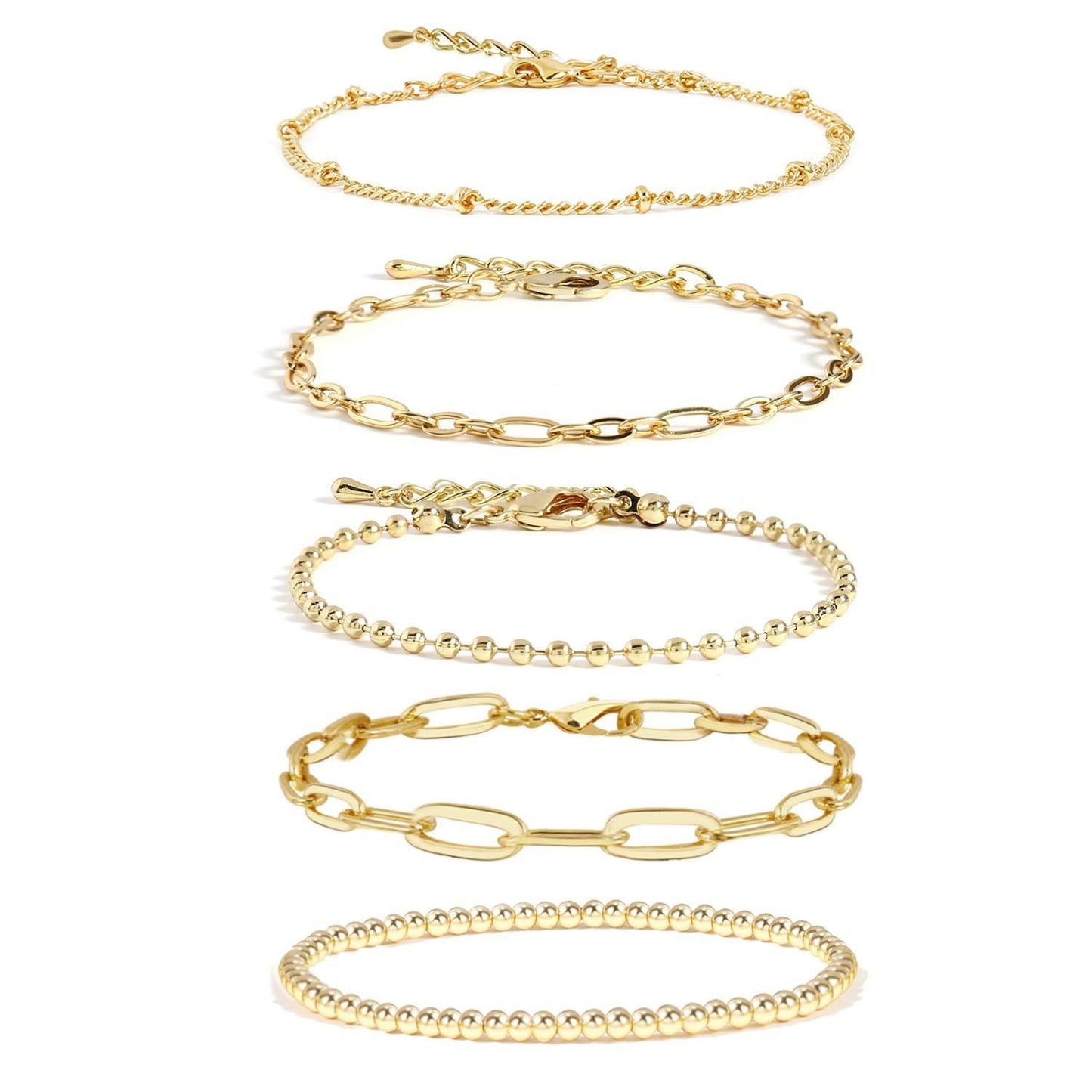 Waterproof Gold Bracelet Stack for Women Non Tarnish,Stainless Steel Dainty Bracelets Layered Paper Clip Bracelet Chain Bracelet for Women Jewelry