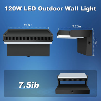 Juyace 120W LED Wall Pack Light Dusk to Dawn Outdoor Lighting Exterior Fixtures 360 °Rotation 5000K for Garage Yard Barn Area 4 Pack