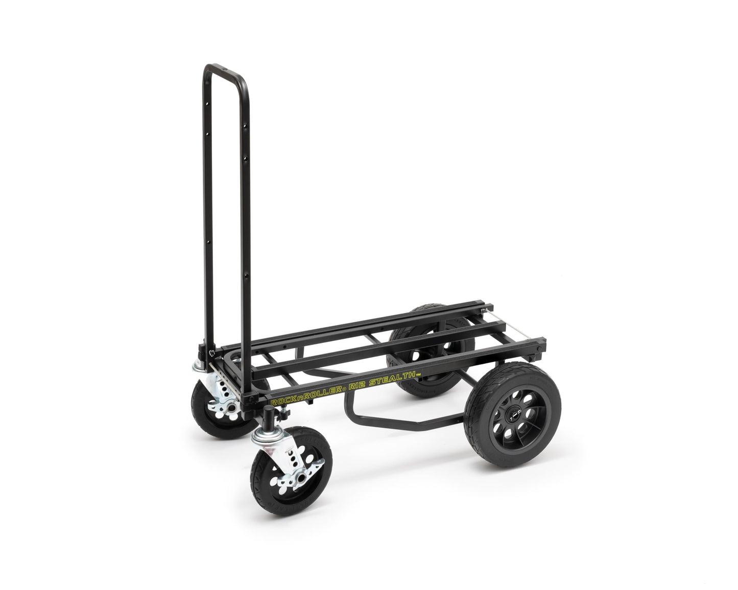 Rock-N-Roller R12STEALTH (All Terrain Stealth) 8-in-1 Folding Multi-Cart/Hand Truck/Dolly/Platform Cart/34" to 52" Telescoping Frame/500 lbs. Load Capacity, Black