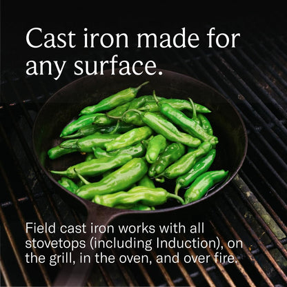 Field Company Medium Cast Iron Skillet – 10.25-Inch Pre-Seasoned Pan for 2–4 Servings, Lighter & Smooth, Made in USA