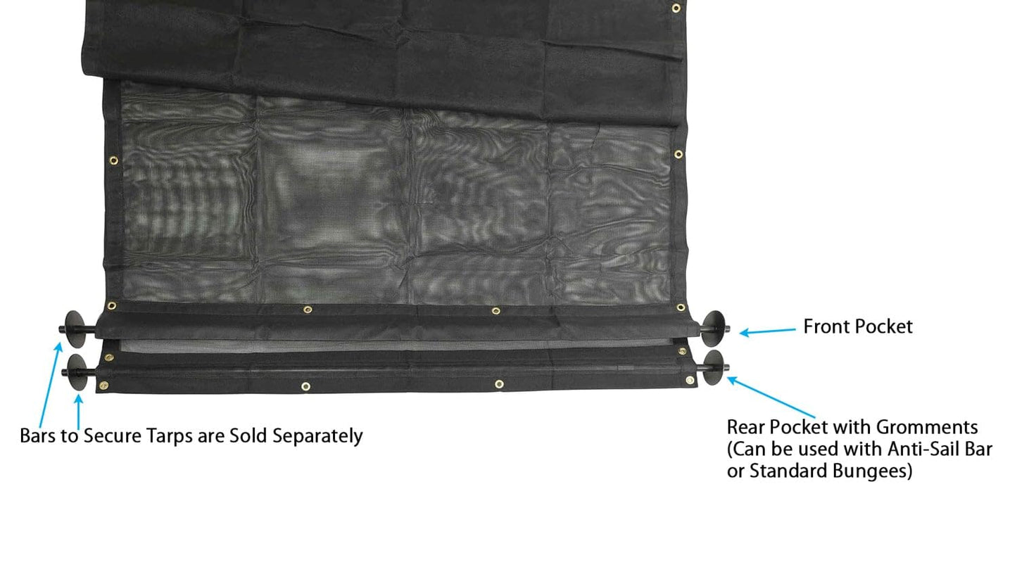Mytee Products Dump Truck & Trailer Tarp Kit with 8' x 14' PVC Double Pocket Mesh Tarp - Manual Hand Crank Cab Level Dump Truck Tarp System to Prevent Load Spillage