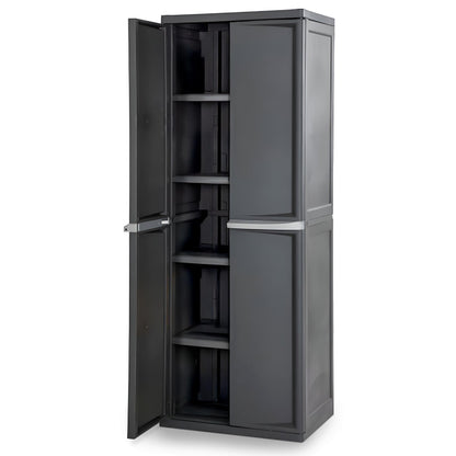 Sterilite 4 Shelf Cabinet, Heavy Duty and Easy to Assemble Plastic Storage Unit, Organize Bins in the Garage, Basement, Attic, Mudroom, Gray, 1-pack