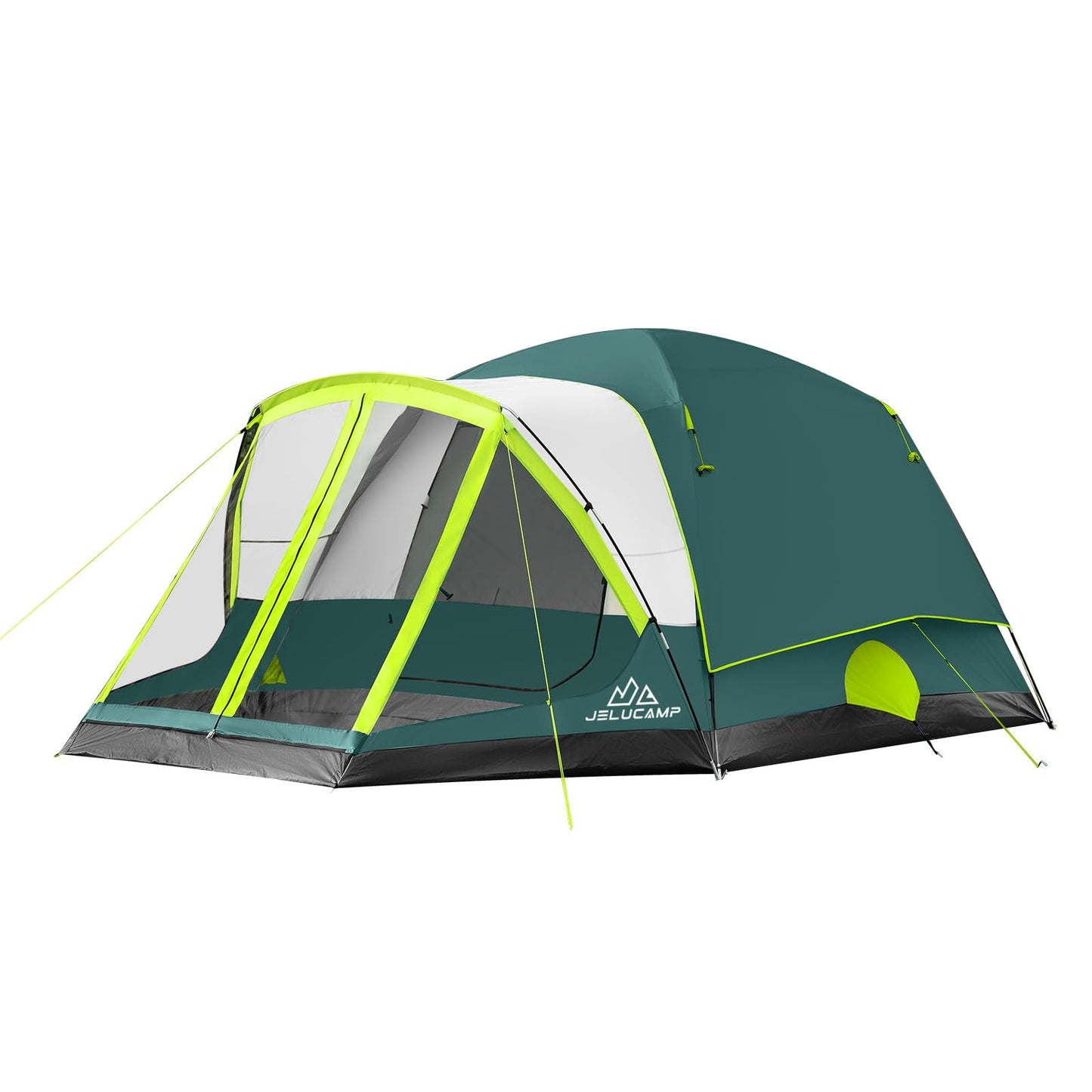 JELUCAMP 6/8 Person Large Waterproof Family Tents for Camping, Screened Camping Tent with Screen Porch, Bug-Free Relaxation & Easy Setup, Includes Rainfly & Carry Bag, Dark Green