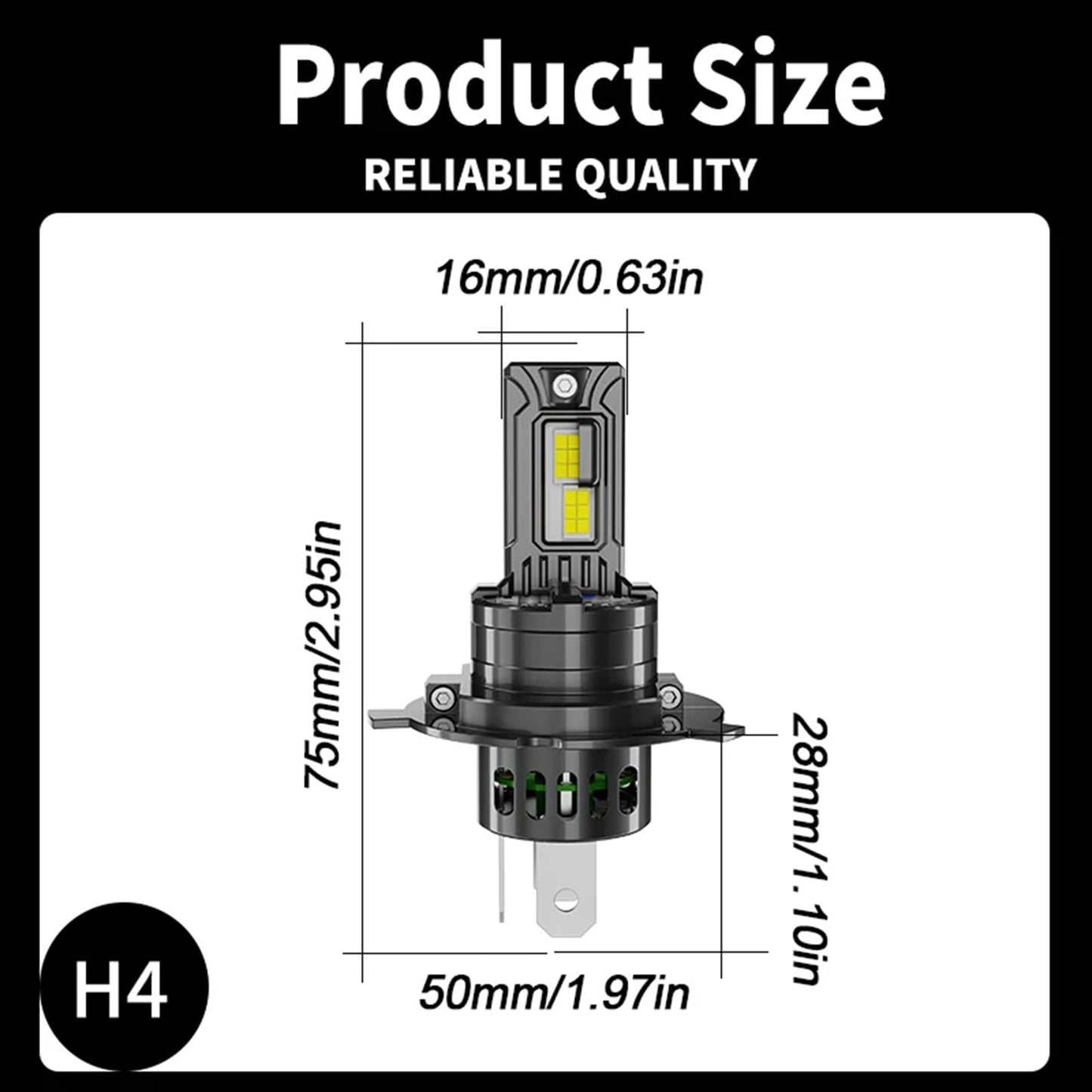Fit for Can-Am Ryker/Ryker Rally Edition,H4/9003/HB2 Headlight Bulbs,IP68 800% Brightness 12000LM 6500K White, Plug and Play,1:1 Size,Fit for Motorcycle Vehicle ATV,Pack of 2