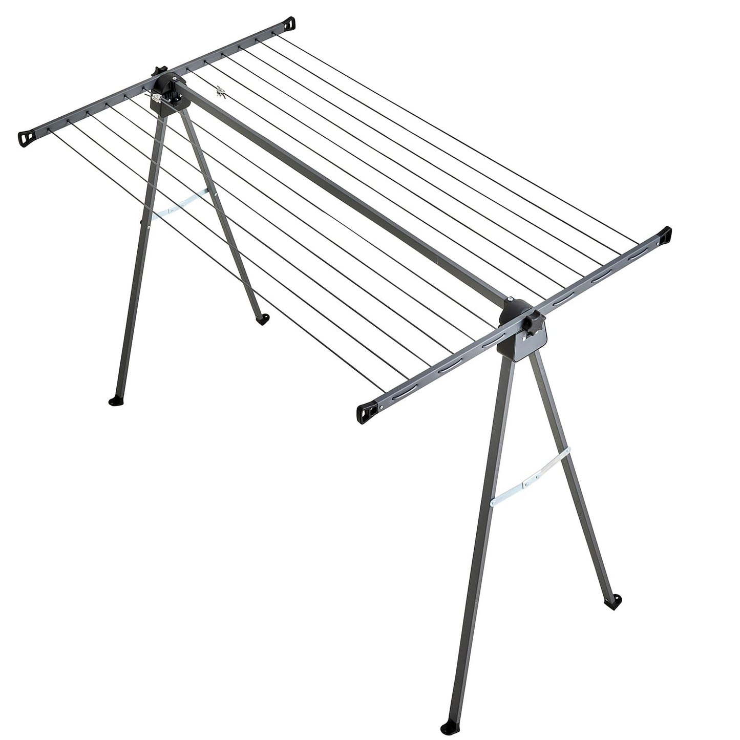 CROS Compact Outdoor Clothesline Drying Rack, 46ft Freestanding Laundry Rack with Ground Stakes for Stability, Foldable Space Saving Clothes Dryer for Yard Patio Garden, Easy Access Design