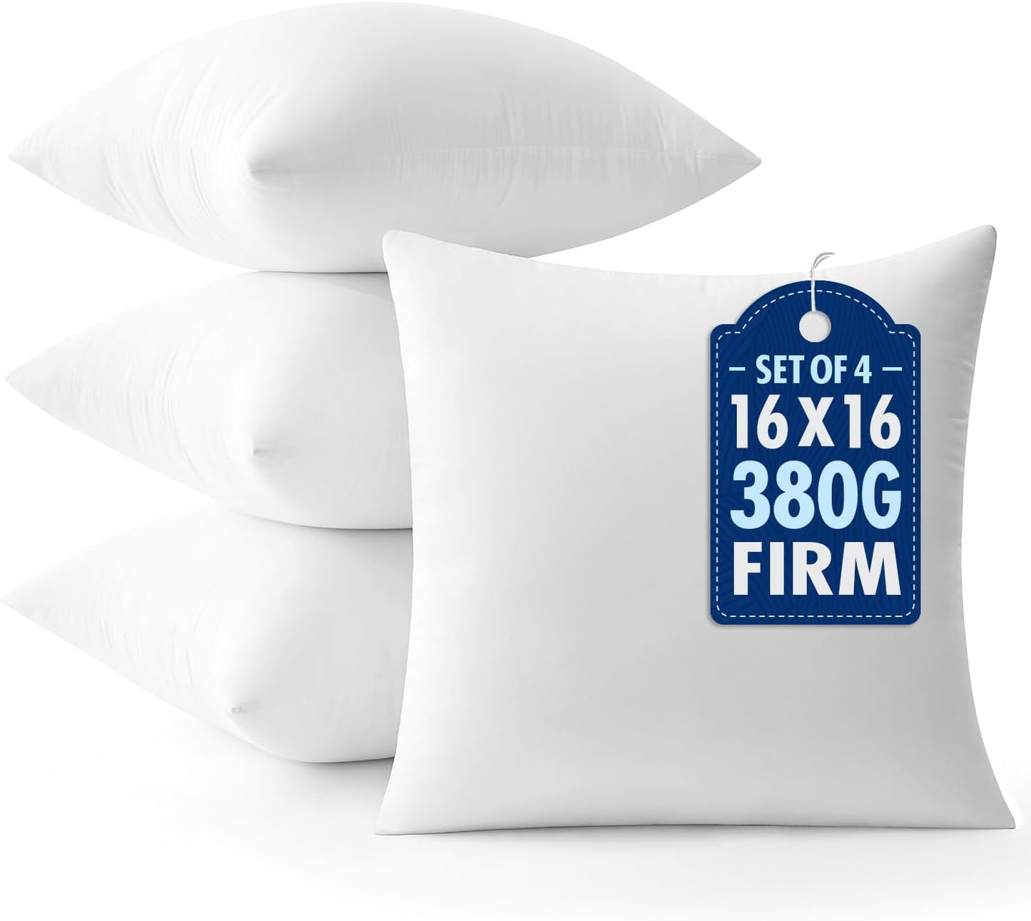MIULEE Throw Pillow Inserts - Pack of 4, 16x16 Inch, 100% Virgin Fiber Filling for Bed & Couch