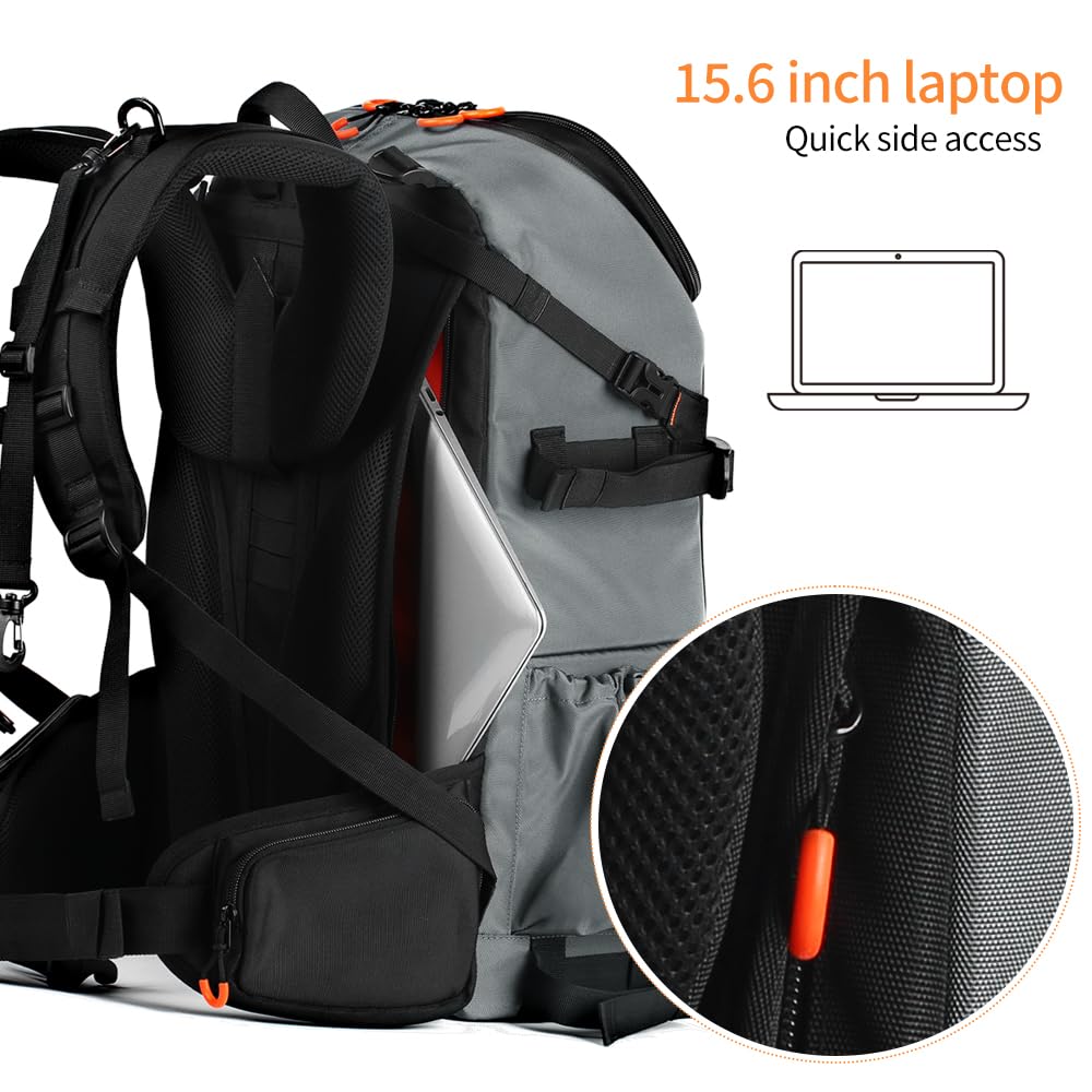K&F CONCEPT Camera Bag EVA Waterproof 2 in 1Camera Backpack Shoulder Bag 32L Large Capacity with Rain Cover Storage for 15.6" Laptop for Photography