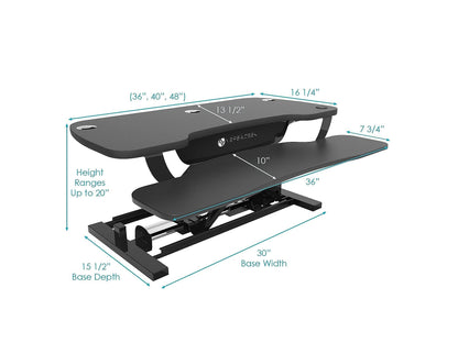 VERSADESK® PowerPro™ 36” x 24” Standing Desk Converter | 7.75” - 23.5” Electric Height Adjustable Sit to Stand Desk Riser w/Keyboard Tray & USB Hub - Ergonomic Workstation for Home & Office, Black