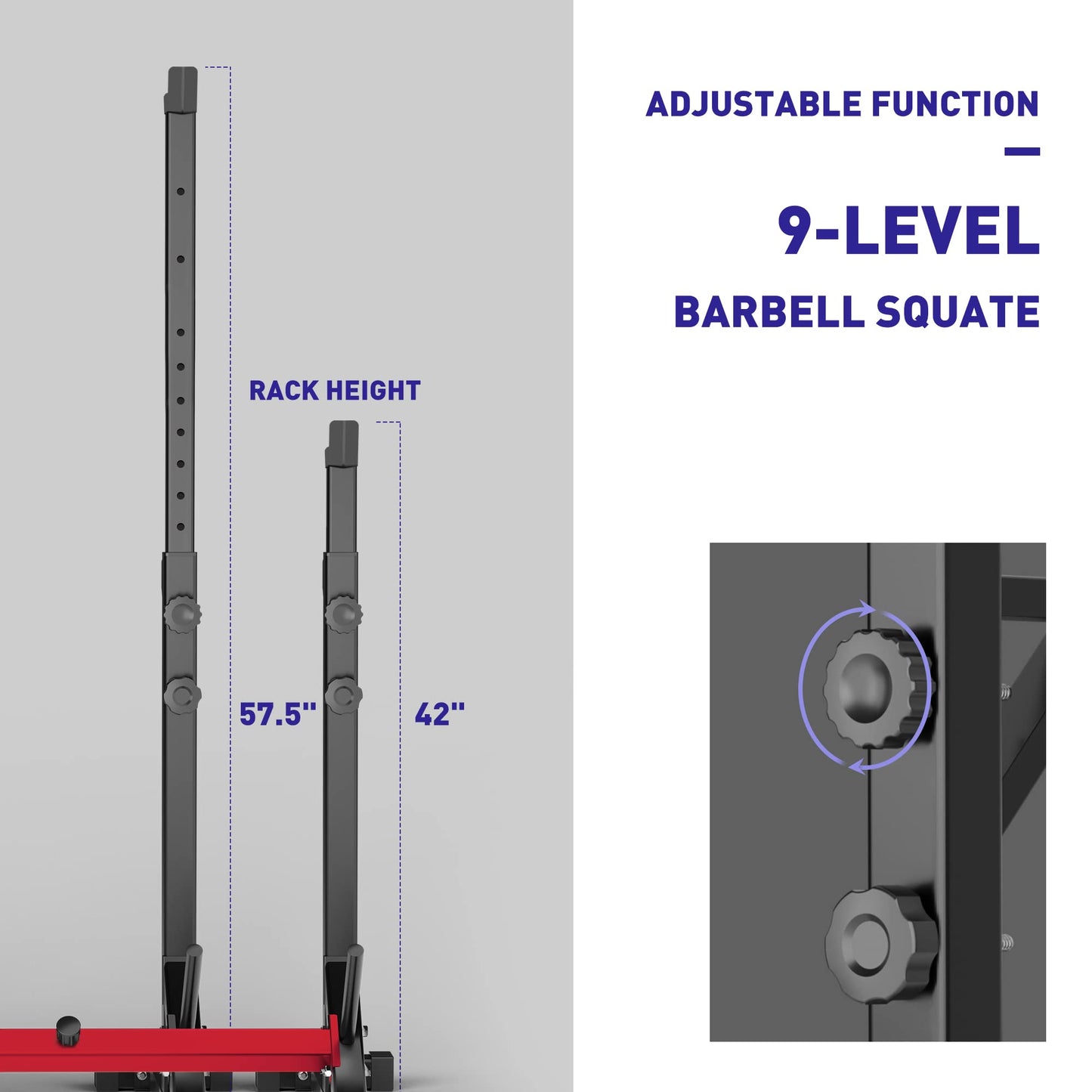 Holleyweb Squat Rack Stand Adjustable Barbell Stand Rack Bench Press Rack Multi-Function Strength Weight Rack Home Gym, Red, 42 inches (A-YD11010)