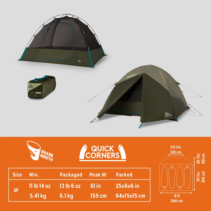 Kelty Daydreamer 4P + 6P Camping Tent, Blackout Fabric, Interior Light Diffusing Gear Loft, Standing Height, PFAS Free (4 Person)