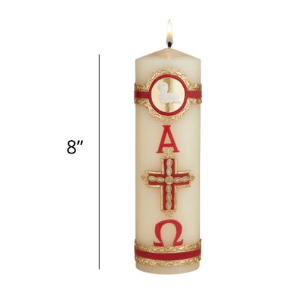 Needzo Lamb of God Paschal Candle Catholic Church Supplies, Home Prayer Space Sanctuary Decoration, Unscented Pillar Candles, 8 Inches