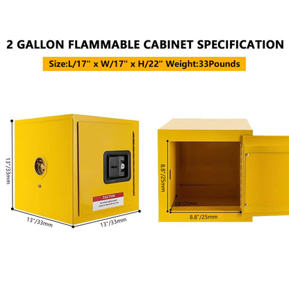 VoTwoofv Flammable Cabinet 13" x 13" x 13",Galvanized Steel Flammable Safety Cabinet,1 Door Mini Safety Storage Cabinet Flammable Liquids Storage Cabinet for Commercial Industrial and Home Use
