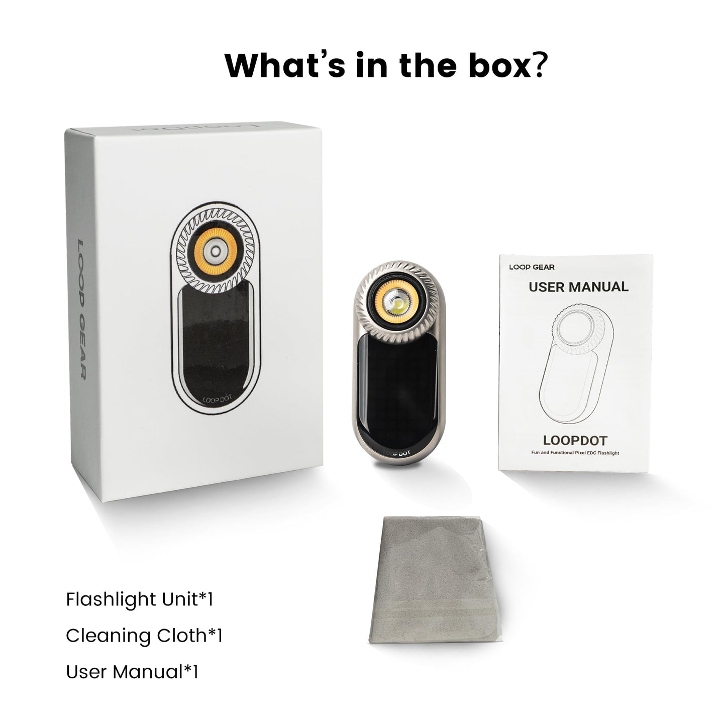 LOOPDOT EDC Flashlight – Rechargeable Small and Powerful LED Flashlight with RGB Pixel Display, Interactive Games, Adjustable Brightness – Cool Gadget Gift for Kids & Adults (TI)