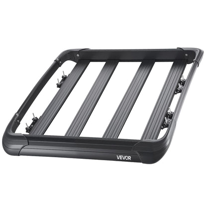 VEVOR Roof Rack Cargo Carrier, 48 x 40 x 5.6 in, Universal Rooftop Cargo Basket, Car Top Luggage Holder with 150 lbs Max Load Capacity, 4.1 in Fence, Anti-Rust Alloy Steel, Wind Fairing, for SUV Car