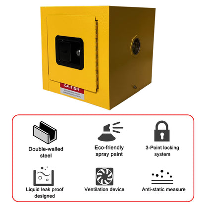 koxuyim Hazardou Industry Safety Cabinet, 13"x13"x13" Galvanized Steel Flammable Liquid Fireproof Cabinet,Cold-Rolled and Galvanized Steel Fire Cabinet, for Commercial Industrial Home Use, Yellow