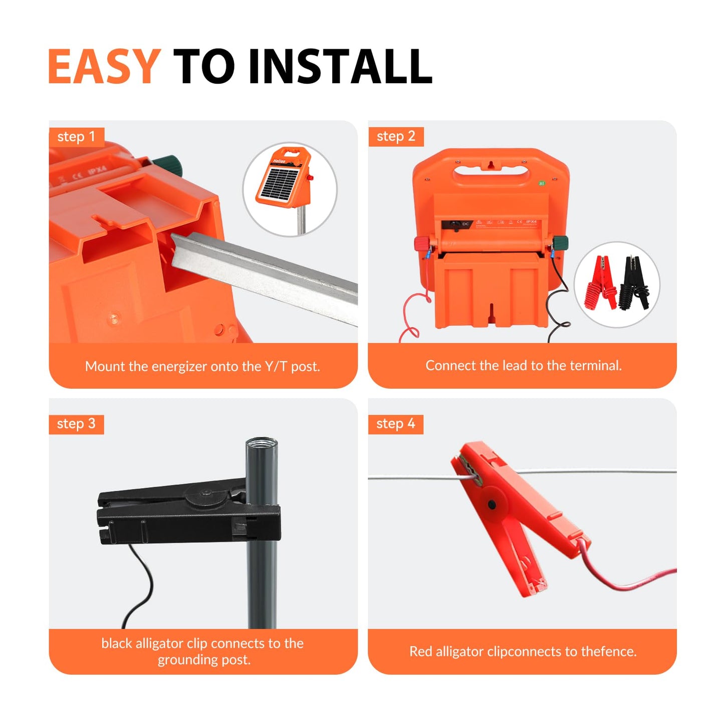 ANDMON MINI400 30 Miles Solar Electric Fence Charger, 0.4 Joule Solar Electric Fence for Livestock, Horses, Cattle Sheep, Solar Fence Charger with Day or Night Mode, Easy Installation