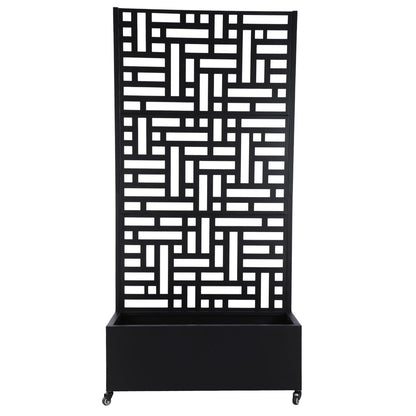 ASIEIT Metal Planter Box with Trellis Standing Planter Box for Climbing Plants/Vines Raised Garden Bed On Wheels 70.87x35.43x15.75 Inch (02)