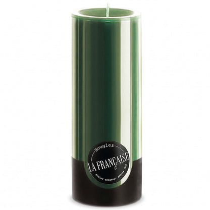 Bougies La Française Unscented Pillar Candle, Green, Made in Tunisia, Ready-to-Light Cotton Wick Included, Vegetable Wax Decorative Candle, 3.15" Diameter × 7.87" Tall, Approx. 125-Hour Burn Time