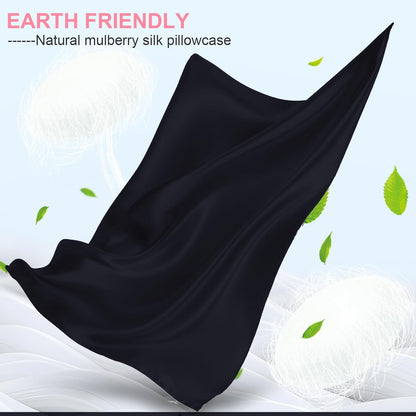Skiennix Silk Pillowcases - King Size 2-Pack with Hidden Zipper | Mulberry Silk for Hair & Skin - Navy Blue