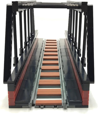 Classic Train Building Bridge City Passenger Express Train Tracks Toys Accessories Railroad Construction Building Block Compatible with Major Brand (Black Bridge)
